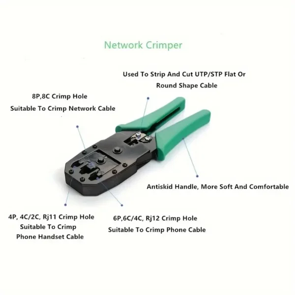 ⁦مجموعة أدوات إصلاح شبكة LAN مع جهاز اختبار RJ45⁩ - الصورة ⁦7⁩