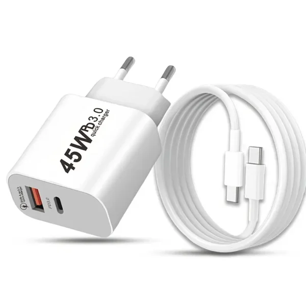 ⁦محول شحن سريع بمنفذين PD و QC مع كابل USB-C، 3.3/6.6 قدم متوافق مع iPhone 16/15/Pro، iPhone 14/13/12/11/XS/XR/X/Pro Max Plus - جاهز للسفر، شحن متعدد الأجهزة، شحن عالي السرعة، قابس المملكة المتحدة إلى المملكة المتحدة، قابس المملكة المتحدة إلى الولايات المتحدة⁩ - الصورة ⁦4⁩
