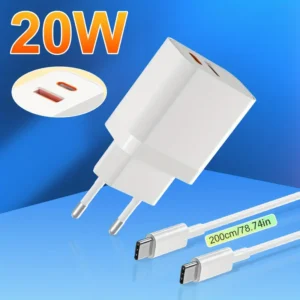 شاحن سريع لهاتف iPhone 16/16 Pro/16 Pro Max/16 Plus/15 Pro/15 Pro Max/15 Plus، بقوة 20 واط من شاحن USB C، وكابل USB C بطول 2 متر، وشاحن PD3.0 USB لهاتف iPhone