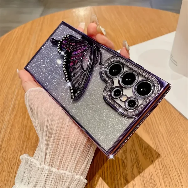 ⁦حافظة هاتف مزينة بالأحجار الكريمة لحماية عدسة الكاميرا، بتصميم رمال⁩ - الصورة ⁦2⁩