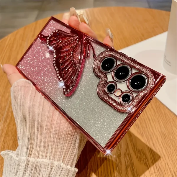 ⁦حافظة هاتف مزينة بالأحجار الكريمة لحماية عدسة الكاميرا، بتصميم رمال⁩ - الصورة ⁦3⁩