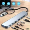 ⁦محول 8 في 1 مع منفذ صوت USB، محول متعدد المنافذ للكمبيوتر اللوحي، يعمل بالطاقة USB، جهد تشغيل 5 فولت، متوافق مع الأجهزة اللوحية.⁩ - الصورة ⁦2⁩