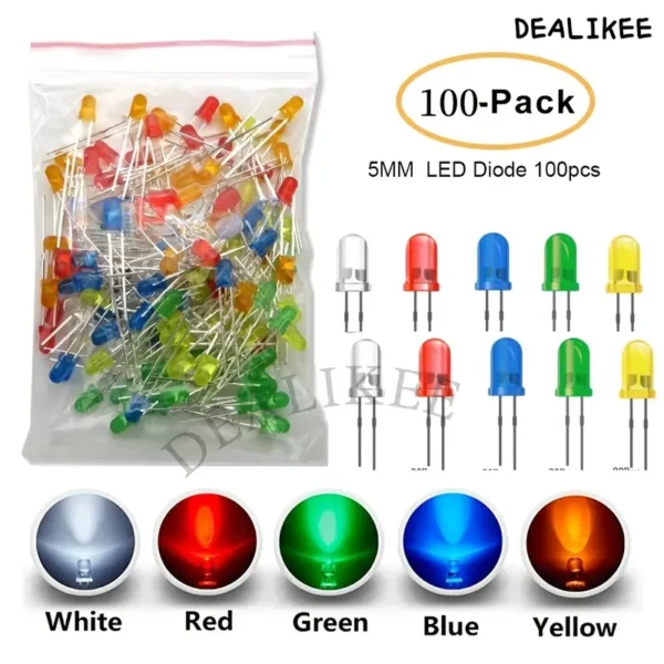 ⁦200 قطعة 3 مم 5 مم مجموعة ديود ضوء LED دائري⁩ - الصورة ⁦4⁩