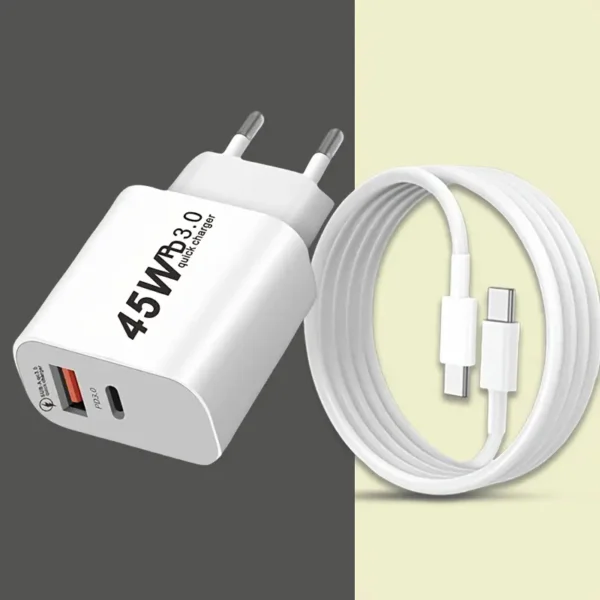 محول شحن سريع بمنفذين PD و QC مع كابل USB-C، 3.3/6.6 قدم متوافق مع iPhone 16/15/Pro، iPhone 14/13/12/11/XS/XR/X/Pro Max Plus - جاهز للسفر، شحن متعدد الأجهزة، شحن عالي السرعة، قابس المملكة المتحدة إلى المملكة المتحدة، قابس المملكة المتحدة إلى الولايات المتحدة