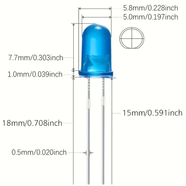 ⁦200 قطعة 3 مم 5 مم مجموعة ديود ضوء LED دائري⁩ - الصورة ⁦3⁩