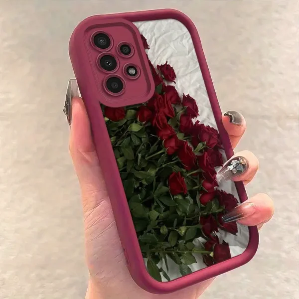 ⁦غطاء هاتف بتصميم زهور وردية كبيرة على هاتف جالاكسي⁩ - الصورة ⁦5⁩