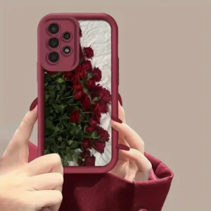 غطاء هاتف بتصميم زهور وردية كبيرة على هاتف جالاكسي