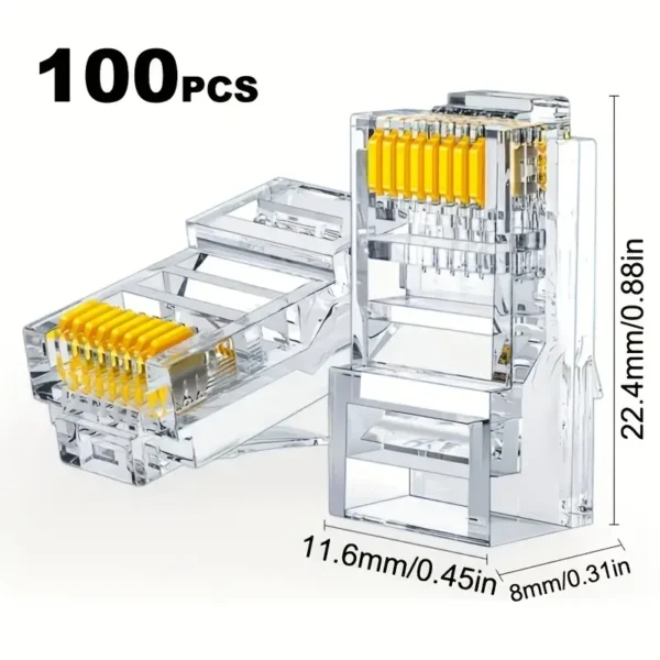 ⁦مجموعة من 100 من موصلات RJ45⁩ - الصورة ⁦3⁩