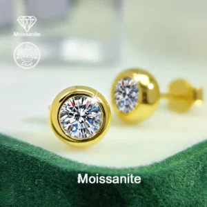 أقراط مويسانيت بقطر 1 قيراط في فضة 925 - أنيقة وفاخرة، مثالية للارتداء اليومي أو المناسبات الخاصة، هدية مثالية للنساء