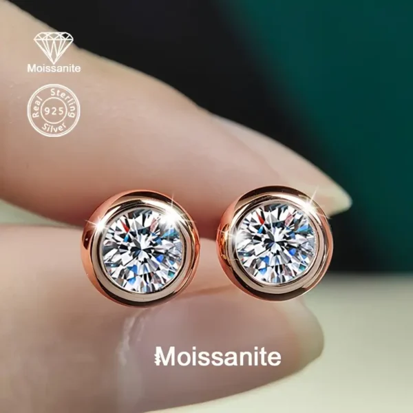 ⁦أقراط مويسانيت فضة 925 قيراط، أنيقة وفاخرة للارتداء اليومي⁩ - الصورة ⁦2⁩