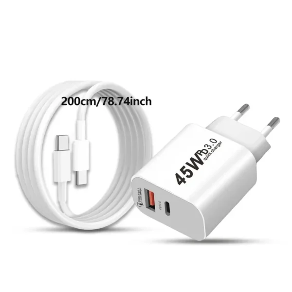 ⁦محول شحن سريع بمنفذين PD و QC مع كابل USB-C، 3.3/6.6 قدم متوافق مع iPhone 16/15/Pro، iPhone 14/13/12/11/XS/XR/X/Pro Max Plus - جاهز للسفر، شحن متعدد الأجهزة، شحن عالي السرعة، قابس المملكة المتحدة إلى المملكة المتحدة، قابس المملكة المتحدة إلى الولايات المتحدة⁩ - الصورة ⁦6⁩