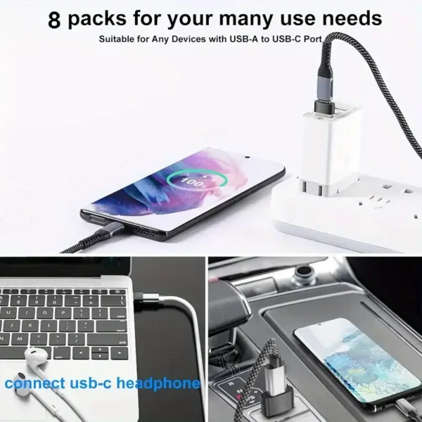 ⁦8 قطع محول من USB إلى USB C، محول أنثى من نوع USB Type C⁩ - الصورة ⁦6⁩