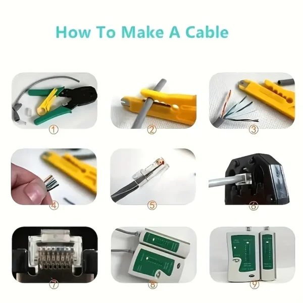 ⁦مجموعة أدوات إصلاح شبكة LAN مع جهاز اختبار RJ45⁩ - الصورة ⁦10⁩