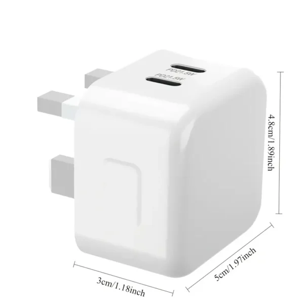 ⁦شاحن سريع لهاتف for iphone مع قابس USB C*2، شاحن PD مزدوج بقوة 21.5 واط USB C لهاتف iPhone16/15/plus/pro max Series/for iPad AirPod/Watch⁩ - الصورة ⁦6⁩