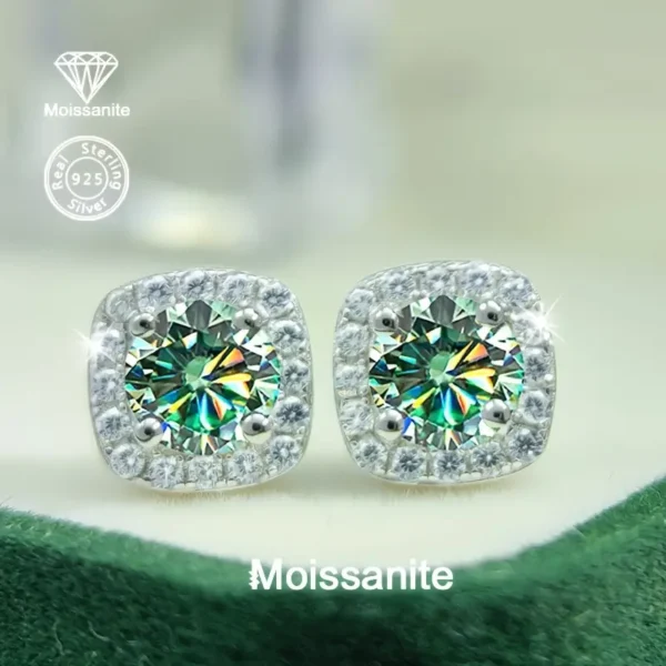 ⁦أقراط مويسانيت من الفضة عيار 925 بوزن 1 قيراط⁩ - الصورة ⁦6⁩