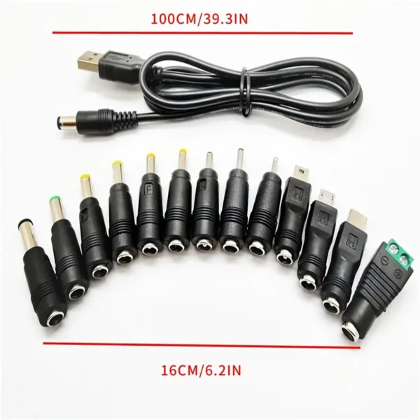⁦1 سلك طاقة USB/DC مع مجموعة محولات DC 13، كابل DC متعدد الوظائف ومحول DC⁩ - الصورة ⁦7⁩