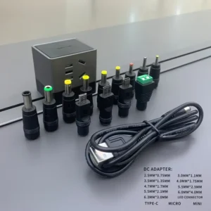 1 سلك طاقة USB/DC مع مجموعة محولات DC 13، كابل DC متعدد الوظائف ومحول DC